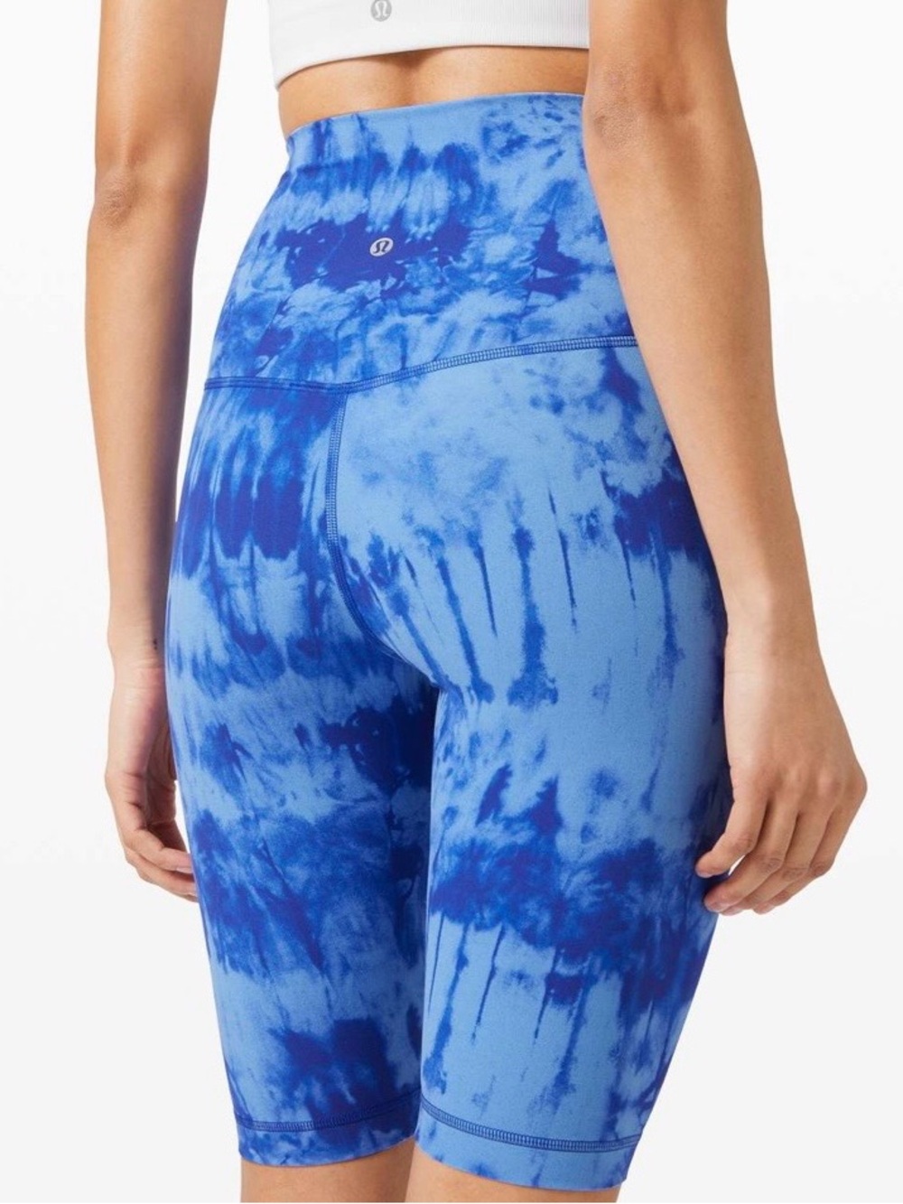 EUC lululemon Align Super High-Rise Game Day Royal Blue Tie Dye Bike Shorts 4